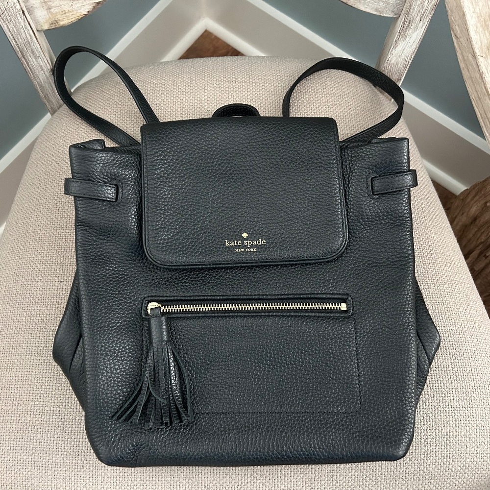 Kate Spade Black Leather Women’s Backpack, Excellent Condition, Free Shipping